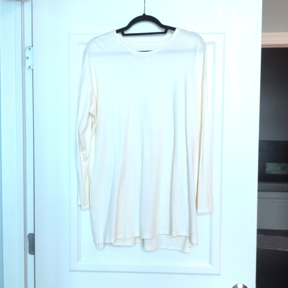 J. Jill Luxe Supima Cream Crewneck Long Sleeve Tee, XL